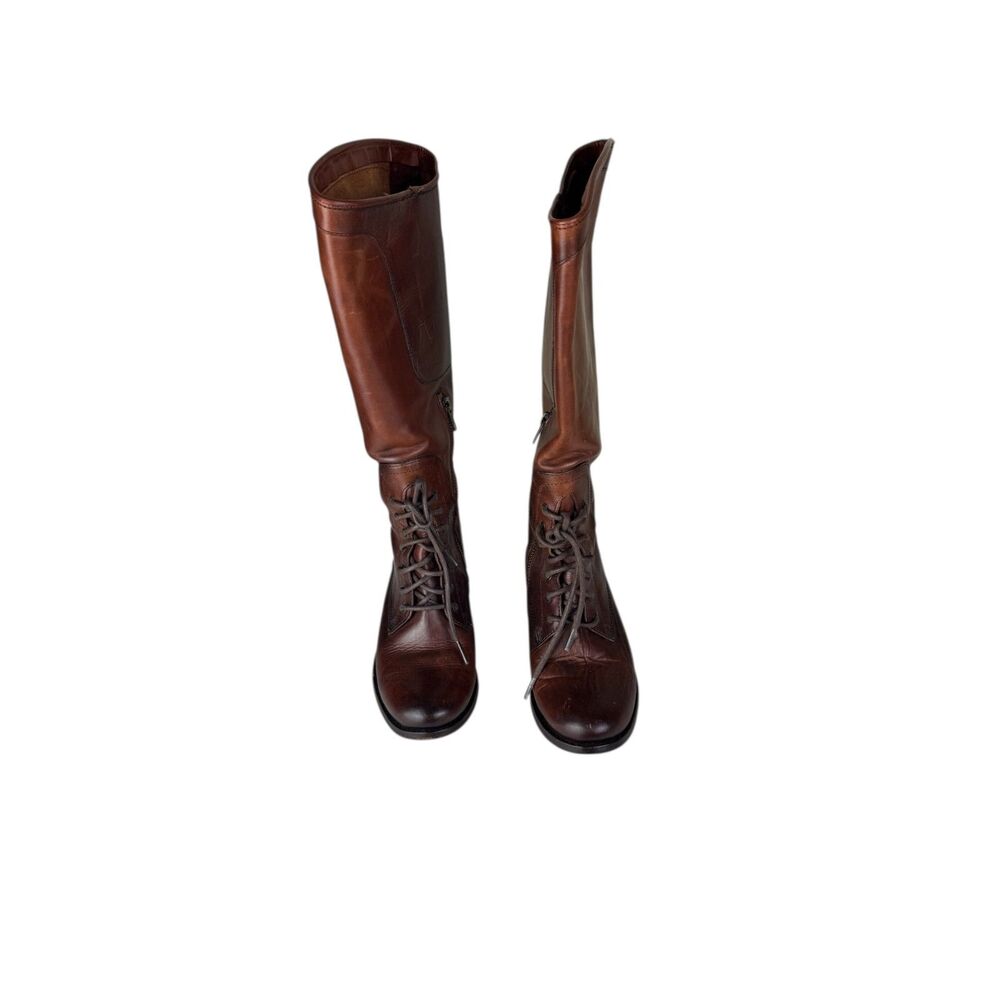 FRYE Brown Leather Tall Ride Boot Equestrian‎ Combat Kat Melissa Women 6B